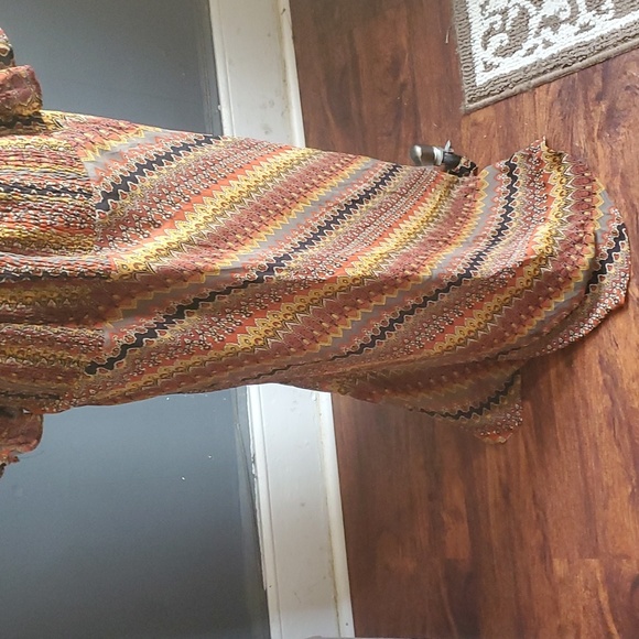 Vtg due per due brown vneck silk maxi dress size 16 - Picture 4 of 16